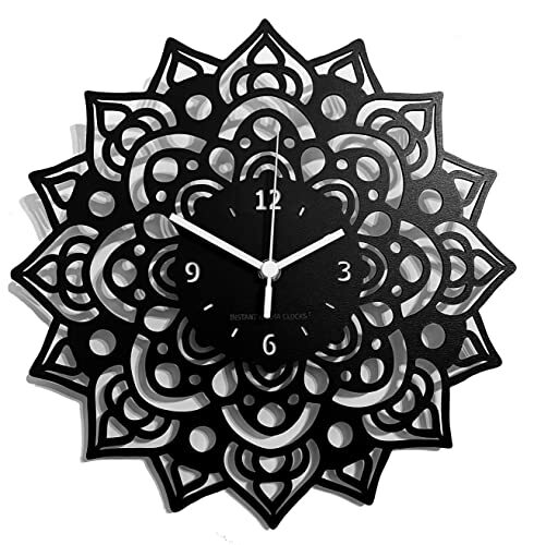 Instant Karma Clocks Wandklok Mandala bloemen kunstwerk decoratie chakra kunst geschenk