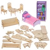 Baker Ross FN272 Bouw je eigen poppenhuis meubels - Set van 7 stuks, Kinder poppenhuis set, Mini meubelset