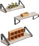 Relaxdays Wandplankset, 3-delig: 30, 35, 40 cm, Houtlook & Metaal, Greige