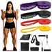 PORTENTUM Elastische spierelastieken, weerstandsbandenset met 4 of 5 intensiteitsniveaus, handgrepen, deuranker, afdekkingen en tas, fitnessstudio thuis voor mannen en vrouwen, krachttraining