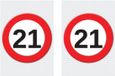 Bellatio Decorations Verjaardag deurposter - 2x - 21 jaar - stopbord - 59 x 84 cm