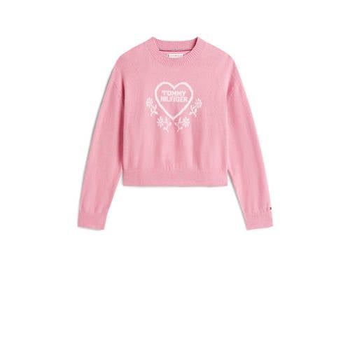 Tommy Hilfiger sweater roze Meisjes Katoen Ronde hals Printopdruk - maat 176