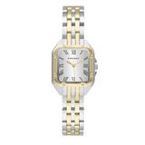 Radiant - Analoog horloge voor vrouwen, 24 mm vierkante gouden kast, zilver/grijze wijzerplaat, gouden stalen armband met deployant sluiting, batterij inbegrepen, waterbestendig 3 ATM