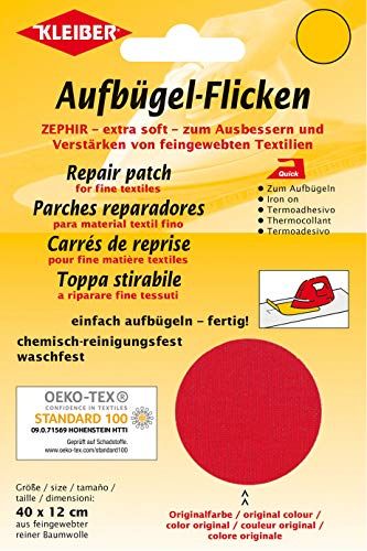 Kleiber - Herstellapjes - 40 x 12 cm - Katoen - Rood - Fijn breiwerk - Om op te strijken