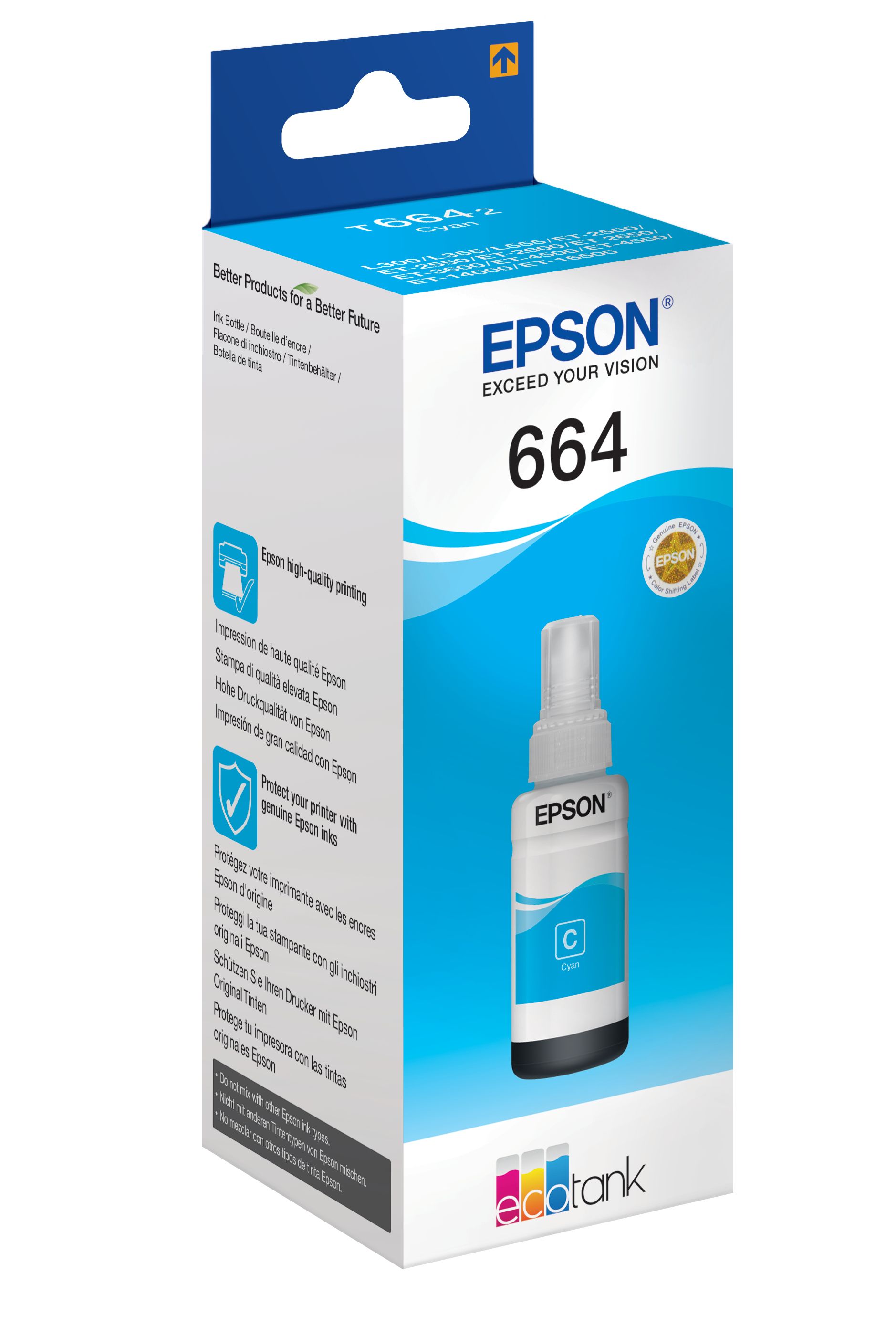 Epson 664 Ecotank Cyan Ink Bottle - 70ml
