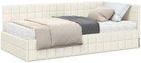 vidaXL Hoekbedframe met matras, 2-delig, crèmekleurig, fluweel