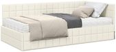 vidaXL Hoekbedframe met matras, 2-delig, crèmekleurig, fluweel