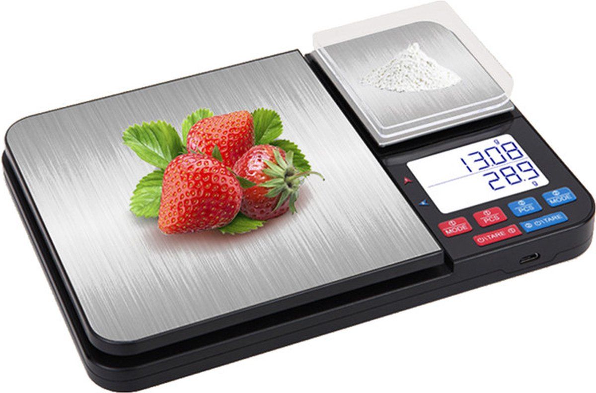 Juleika Digitale Weegschaal Ultra Nauwkeurig Precisie Keukenweegschaal Bakweegschaal 0,01 g - 5 kg - Zilver