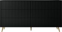 Selsey Bello - Dressoir met 6 lades 154 cm - Zwart met gouden poten