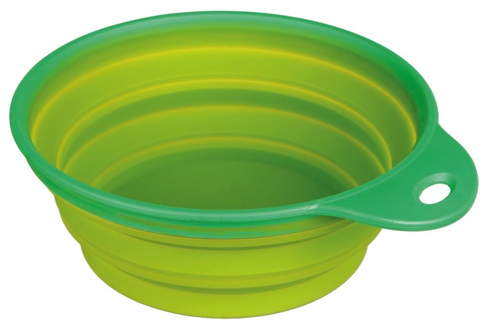 TRIXIE 25017 Voerbak / Drinkbak Reis Stevige Rand Siliconen Assorti 14 cm - groen