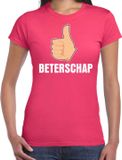 Bellatio Decorations Beterschap duim omhoog cadeau shirt fuchisa roze voor dames - beterschap kado t-shirt XS