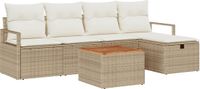 vidaXL Tuinbank Set met Opslag 6-delig Beige Poly Rattan