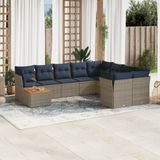 Maison Exclusive - Ensemble de jardin, composé de 10 pièces, avec coussins, gris, en polyrotin