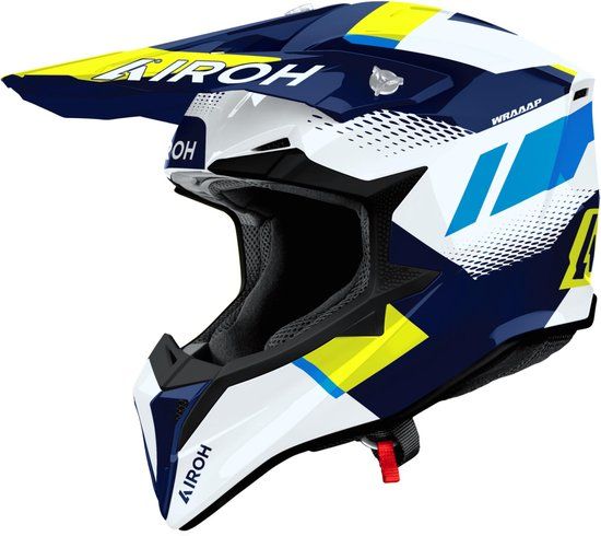 Airoh Wraaap Vision Motocrosshelm - Wit/blauw/geel - Maat S