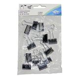 Wedo 6421519 Foldback klemmen, 12 stuks in zak, gelakt metaal afneembare beugel, sterke veer, 19 mm, zwart/zilver