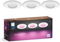 Philips Hue platte Inbouwspots 3-pack - 90mm - Wit & Gekleurd Licht - Bluetooth Compatibel - Spraakbesturing met Alexa - Apple Home & Google Assistant - LED Spots - Wit