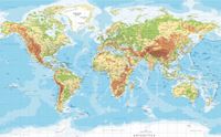 2x Poster carte du monde physique - 84 x 52 cm - chambre d'enfant / décoration scolaire géographie posters éducatifs - posters pour enfants - cadeau