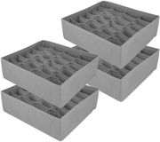 ASelected 4-delige opbergdozen, ondergoedorganizer, 24 vakken, opvouwbare dozen, lade-organizer, sokkenopbergkast, organizer voor het opbergen van ondergoed, sokken, stropdassen en riemen.