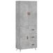 vidaXL Armoire haute, couleur béton, 69,5 x 34 x 180 cm, panneau de particules
