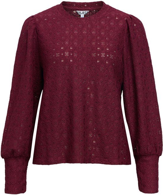 Object Objlaila L/s Re Top Noos Truien & vesten Dames - Sweater - Hoodie - Vest- Bordeaux - Maat XL