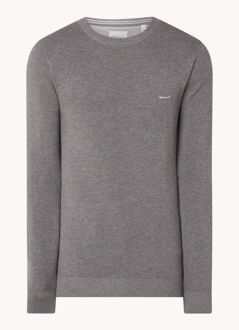 Gant Fijngebreide pullover van piqué katoen met logoborduring