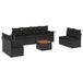 vidaXL 9-delige Loungeset met kussens, polyrattan, zwart