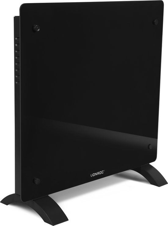 VONROC Luxe elektrische kachel - Convectorkachel met glazen paneel - 1000W - Zwart