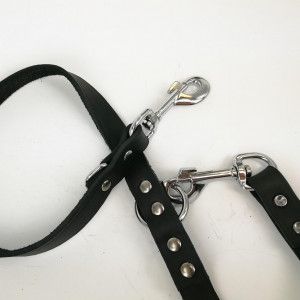 Brekz Leren Politielijn zwart voor de hond 250 cm x 22 mm