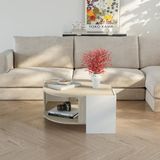 en.casa Salontafel Klipsari 75x75x40 cm wit en travertin