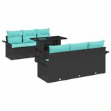 vidaXL Tuin Sofa Set 7 st Zwart Poly Rattan
