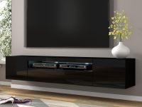 Mobistoxx AUREO Meuble tv-hifi 3 portes 200 cm noir brillant/noir mat avec led