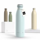 LARS NYSØM Ren Roestvrijstalen drinkfles 500ml - BPA-vrij geïsoleerde waterfles 0,5 Liter (Misty Blue)