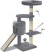 VOUNOT Krabpaal, stabiele kattenboom, klimboom voor katten, met platforms, holle sisaltouw, 115 cm, grijs