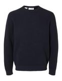 Selected Homme Heren trui SLHROSS regular fit Blauw M Ronde Hals Katoen