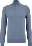 WE Fashion Heren trui met rits - Katoen/Polyamide - Maat M - Grijsblauw