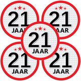 Bellatio Decorations 21 jaar leeftijd sticker - 10x - rond - Dia 15 cm - 21 jaar verjaardag - jubileum - leeftijd versiering