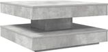 vidaXL Salontafel, 360 graden draaibaar, betongrijs, 70 x 70 x 34,5 cm