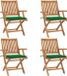 vidaXL Fauteuils pliants avec coussins, set de 4, bois de teck massif