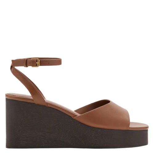 Mango cognac leren sleehakken