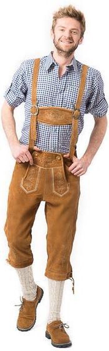 Tannhauser Oktoberfest echte Lederhosen voor mannen | Markus Lang | Bruin | Maat 5XL