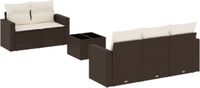vidaXL 6-delige Loungeset met kussens, polyrattan, bruin