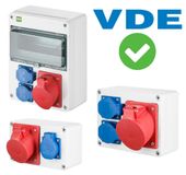 asv-elektro PCE Bouwstroomverdeelers, wandverdeelers, CEE-stopcontacten 16A en 32A, PCE-stopcontacten