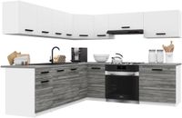 B BELINI GROUP BELINI Keukenblok ITALIA 7 - Keukenmeubel Set 420 cm Wit-Grijs Glamour Mat met Werkbladen
