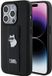 Karl Lagerfeld Gripstand Saffiano Serie - Roestvrijstalen Choupette Etui - iPhone 15 Pro - Zwart - Gripstand