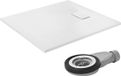 LuxeBath bac de douche SMC 100x90 cm blanc aspect ardoise rectangulaire antidérapant profil bas