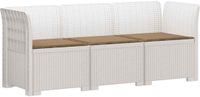 vidaXL 3-zits tuinbank met kussens, rattan look, PP, wit