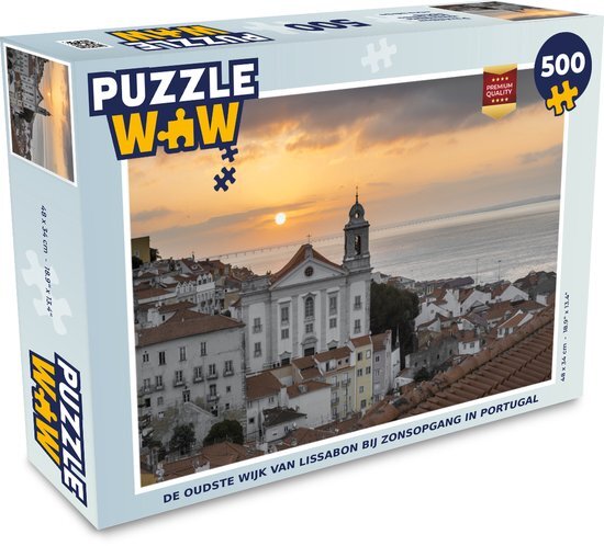 MuchoWow Puzzel De oudste wijk van Lissabon bij zonsopgang in Portugal - Legpuzzel - Puzzel 500 stukjes