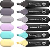 Schneider Job 150 markeerstiften pastel met grijstinten (van gerecycled kunststof, bekroond met de blauwe engel) etui met 6 stuks, gesorteerd, turquoise, lila, vanille, taupegrijs, mauvegrijs