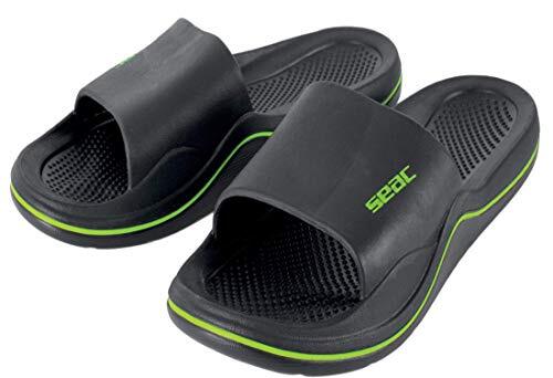 Seac Unisex CAYA rubberen slippers voor strand en zwembad, zwart/groen, 9,5