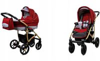 BabyLux® Kinderwagen 2in1 – LARGO - CHILI SILVER GOLD FRAME
